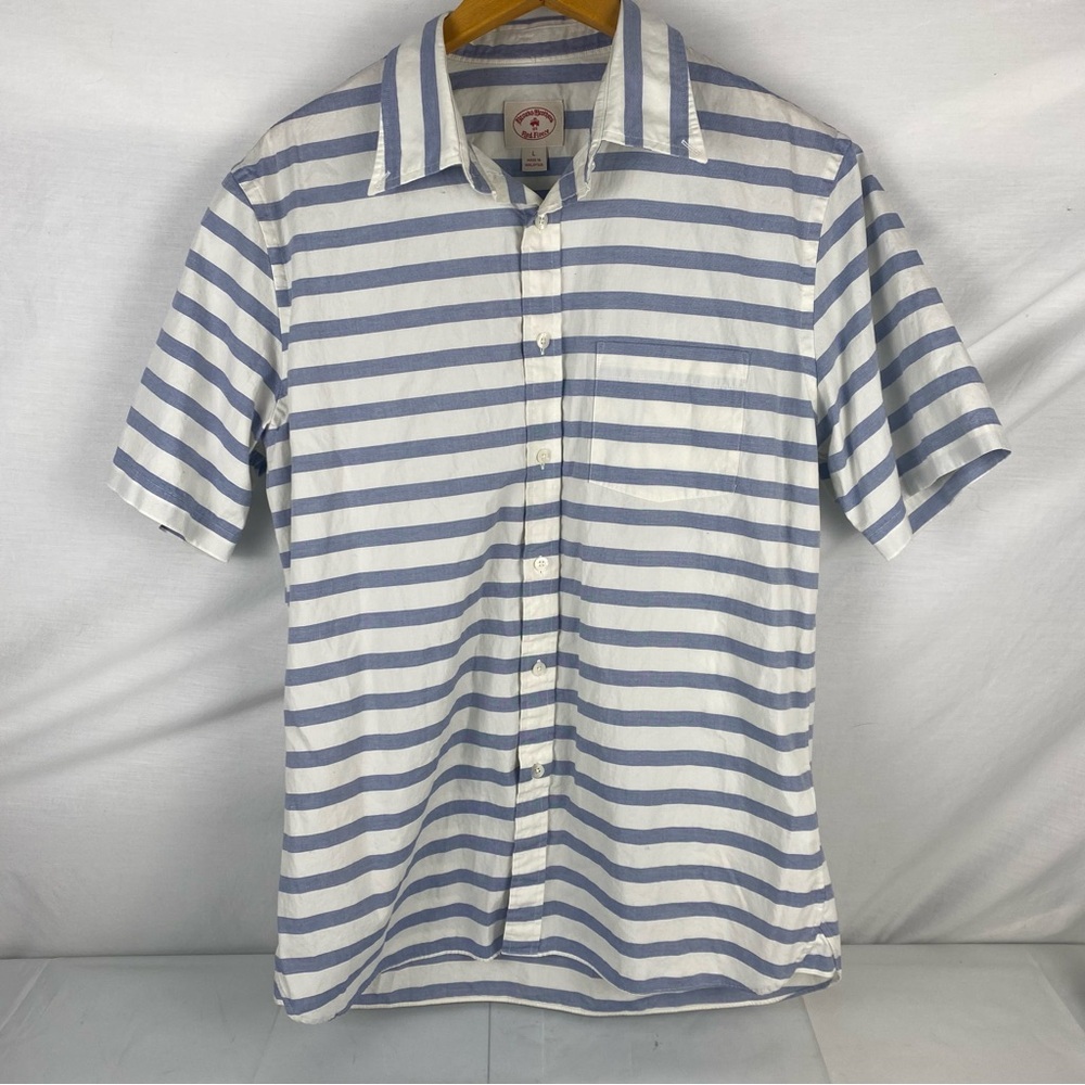 Brooks Brothers Red Fleece White and Blue Striped Button Down Shirt men’s large